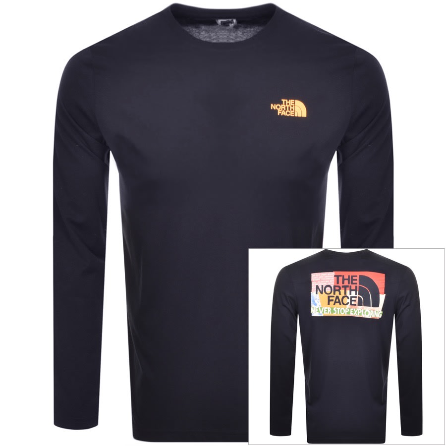 Alternative Image for ProductThe North Face Long Sleeved Logo T Shirt Navy1
